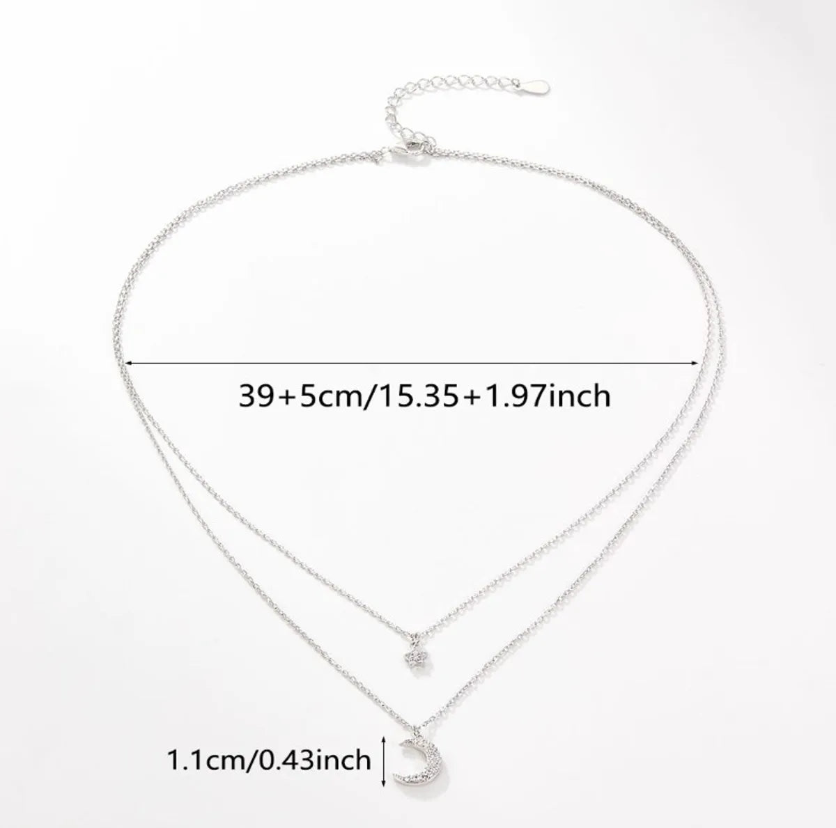 Simple Style Star Moon 925 Sterling Silver Pendant Necklace with Zircon Inlay