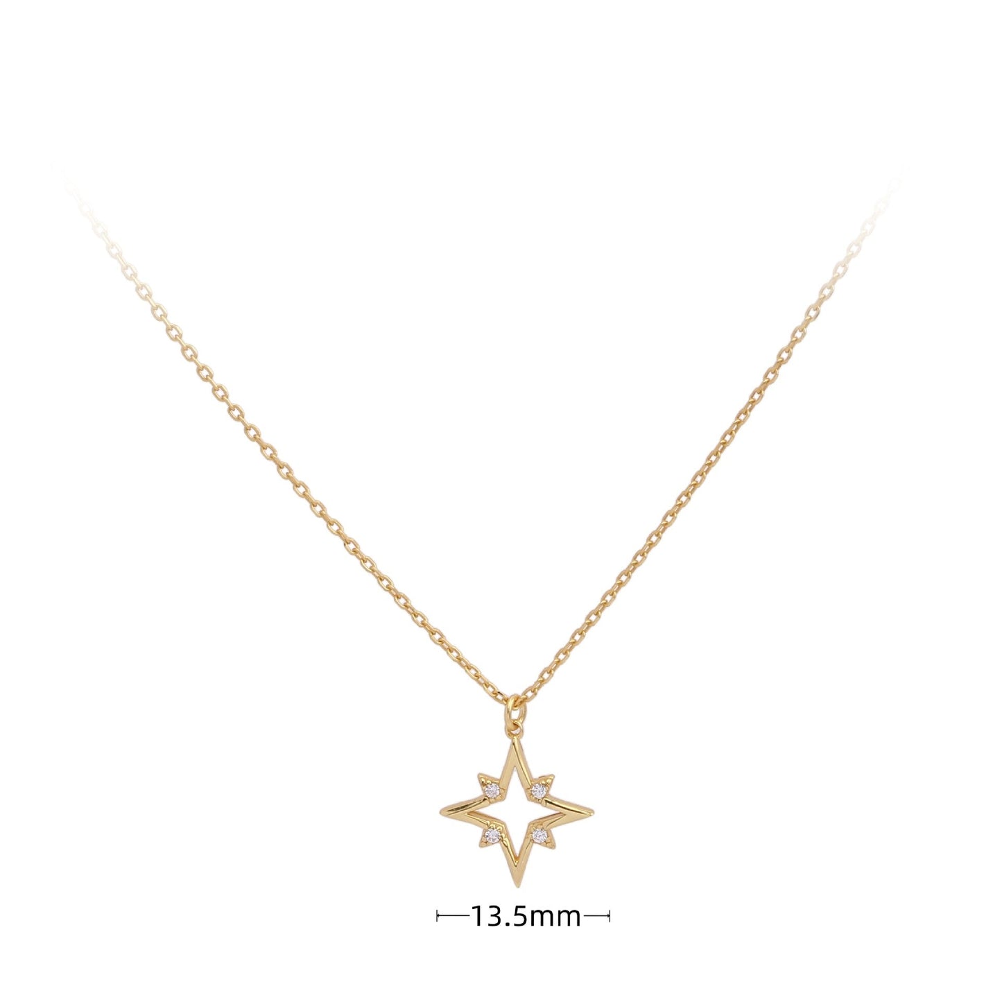 Simple Star Pendant Necklace in 925 Sterling Silver with Zircon | Dariya Jewelry