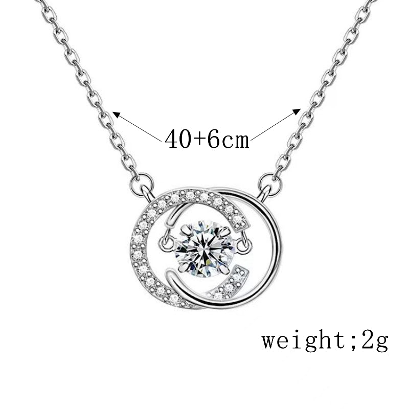 Simple Style Sterling Silver White Gold Plated Pendant Necklace with Zircon Inlay - Elegant & Timeless