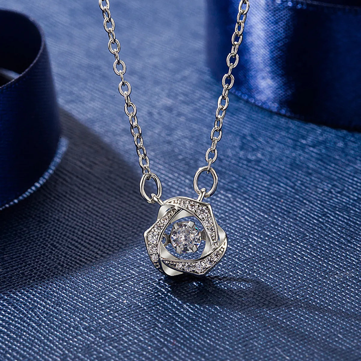 925 Sterling Silver Floral Heart Necklace – Dancing Stone Clavicle Chain | Dariya Jewelry