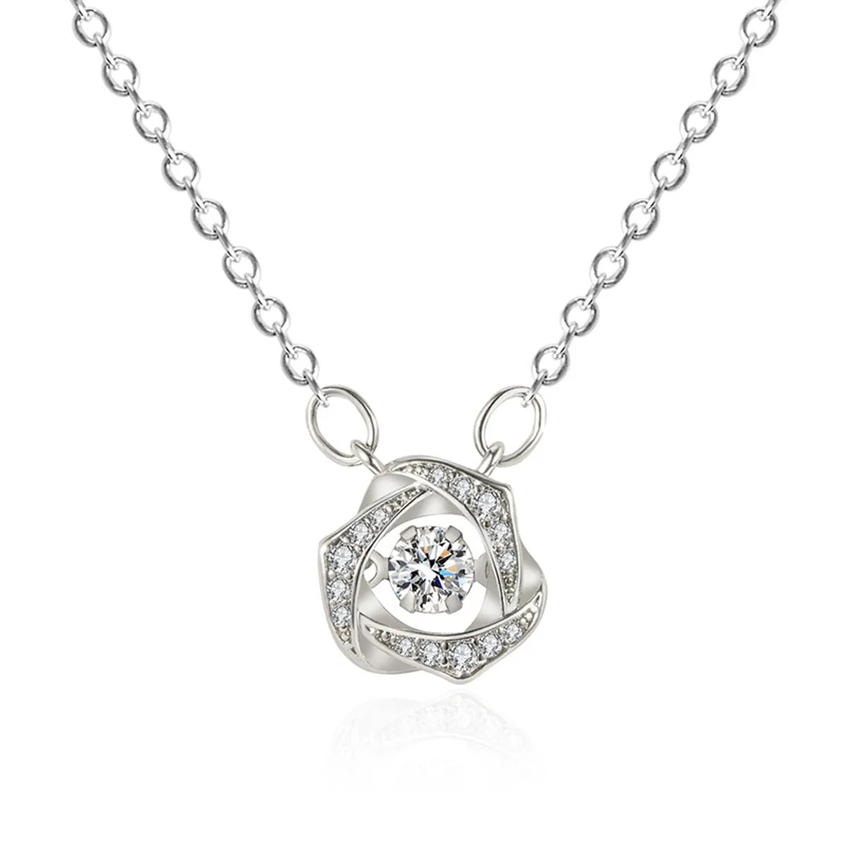 925 Sterling Silver Floral Heart Necklace – Dancing Stone Clavicle Chain | Dariya Jewelry