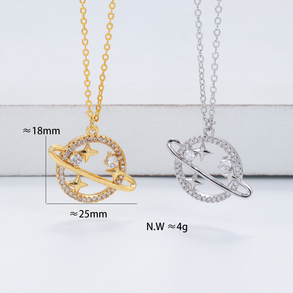 Planet Orbit Pendant Necklace – Gold Plated & Silver | 4g Copper Chain