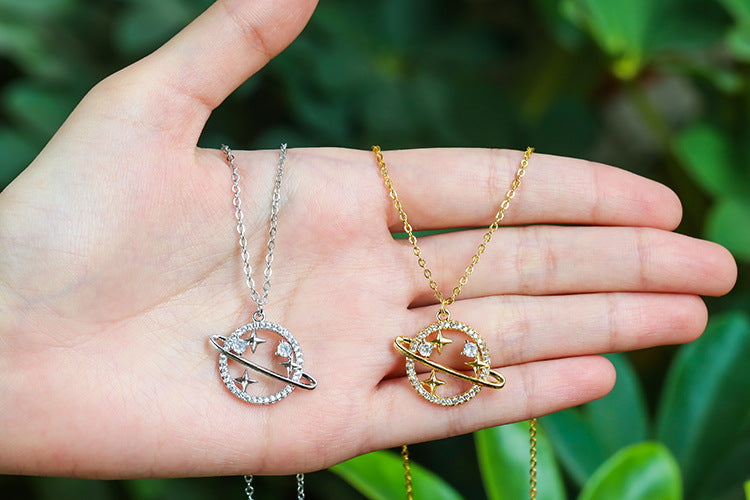 Planet Orbit Pendant Necklace – Gold Plated & Silver | 4g Copper Chain