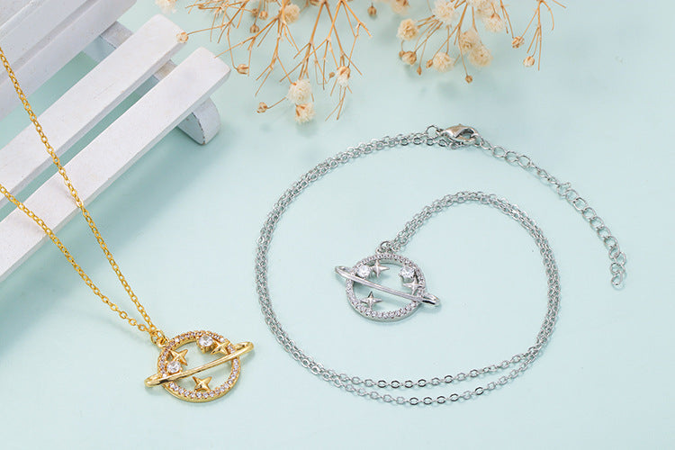 Planet Orbit Pendant Necklace – Gold Plated & Silver | 4g Copper Chain