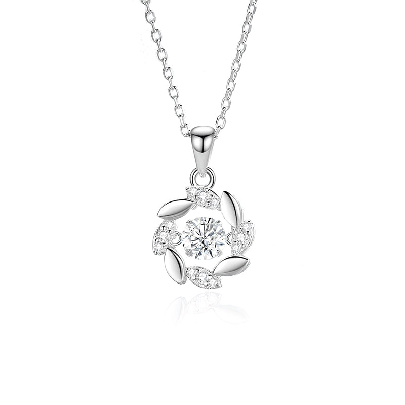Elegant Moissanite & Zircon Wreath Pendant in 925 Sterling Silver – NDIY91