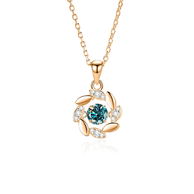 Elegant Moissanite & Zircon Wreath Pendant in 925 Sterling Silver – NDIY91