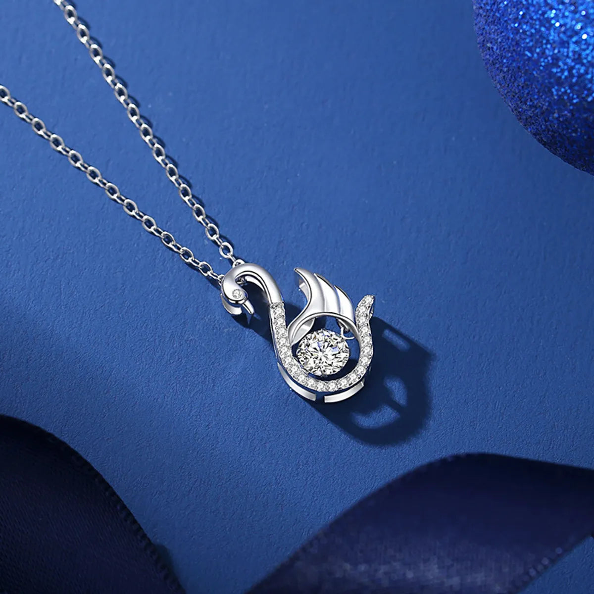 Swan Moissanite Pendant Necklace in 925 Sterling Silver | Elegant & Sparkly Charm SKU: NDIY92