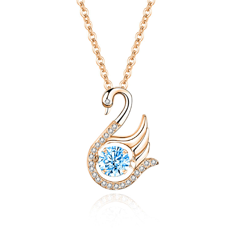 Swan Moissanite Pendant Necklace in 925 Sterling Silver | Elegant & Sparkly Charm SKU: NDIY92