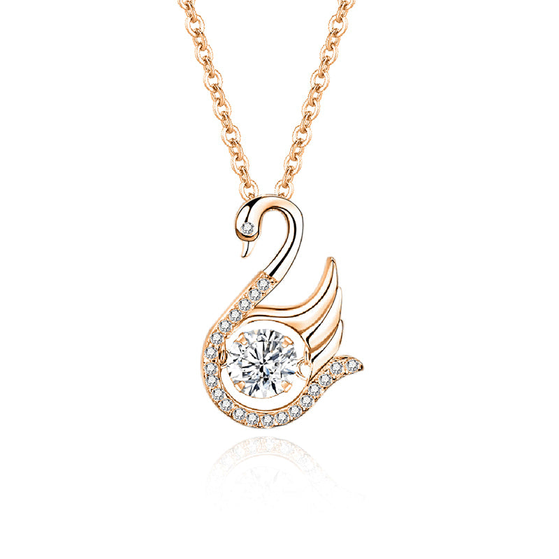 Swan Moissanite Pendant Necklace in 925 Sterling Silver | Elegant & Sparkly Charm SKU: NDIY92