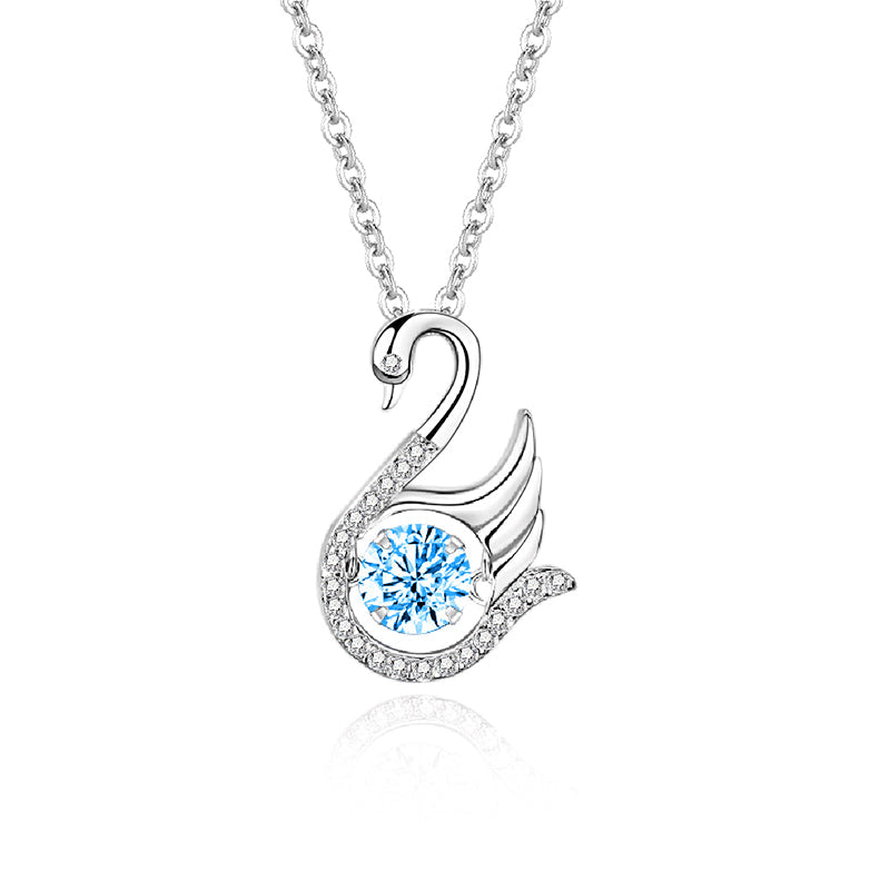 Swan Moissanite Pendant Necklace in 925 Sterling Silver | Elegant & Sparkly Charm SKU: NDIY92