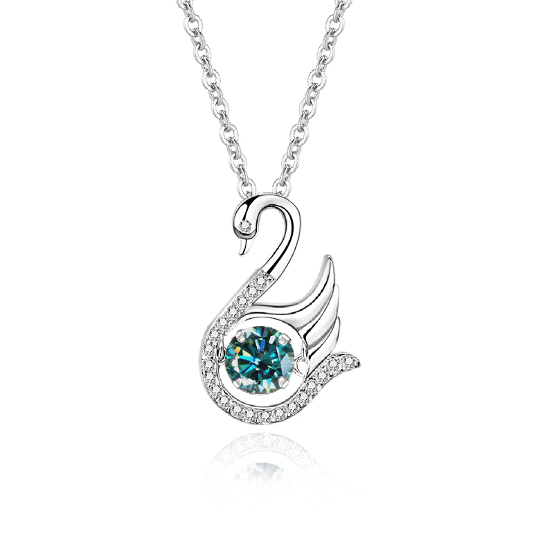 Swan Moissanite Pendant Necklace in 925 Sterling Silver | Elegant & Sparkly Charm SKU: NDIY92