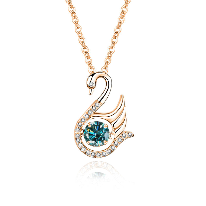 Swan Moissanite Pendant Necklace in 925 Sterling Silver | Elegant & Sparkly Charm SKU: NDIY92