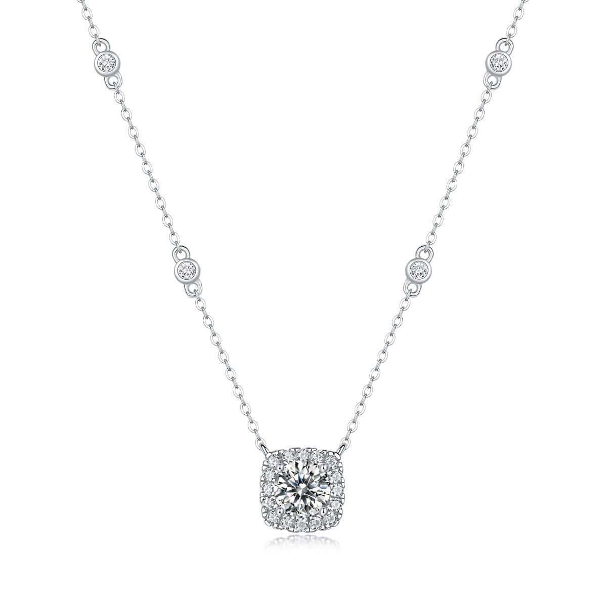 Sterling Silver Moissanite Pendant Necklace – Simple Chic Sparkle | Dariya Jewelry