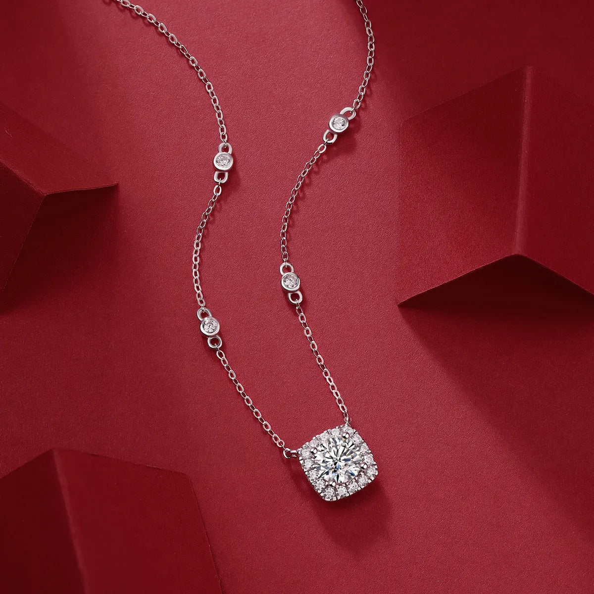 Sterling Silver Moissanite Pendant Necklace – Simple Chic Sparkle | Dariya Jewelry