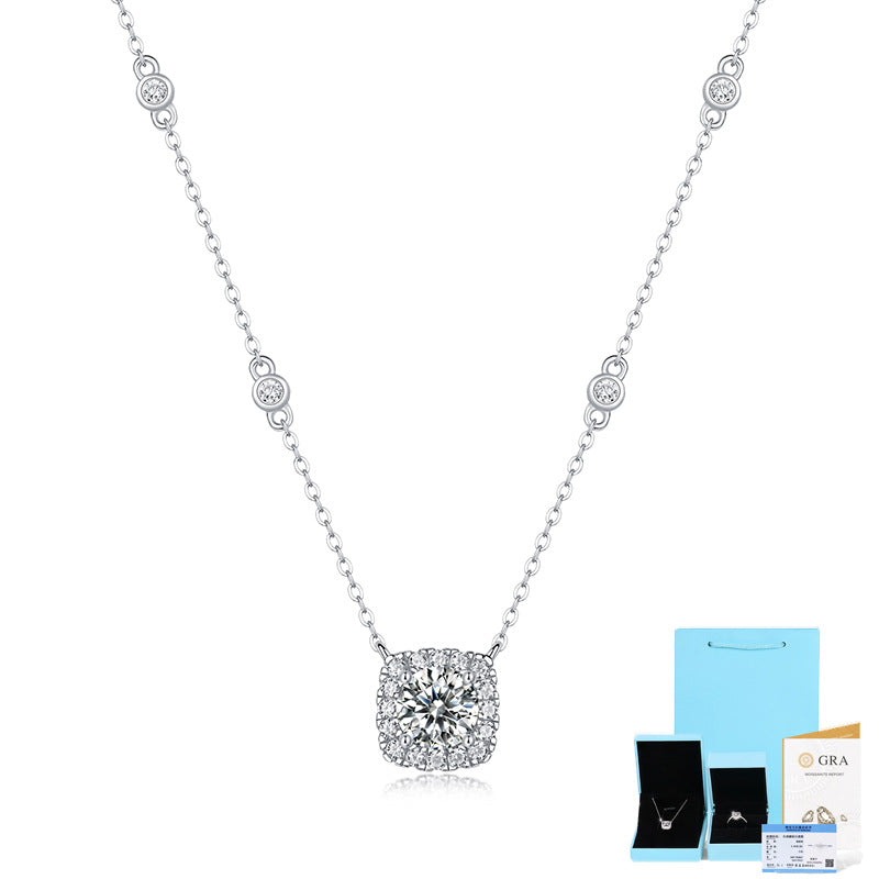 Sterling Silver Moissanite Pendant Necklace – Simple Chic Sparkle | Dariya Jewelry