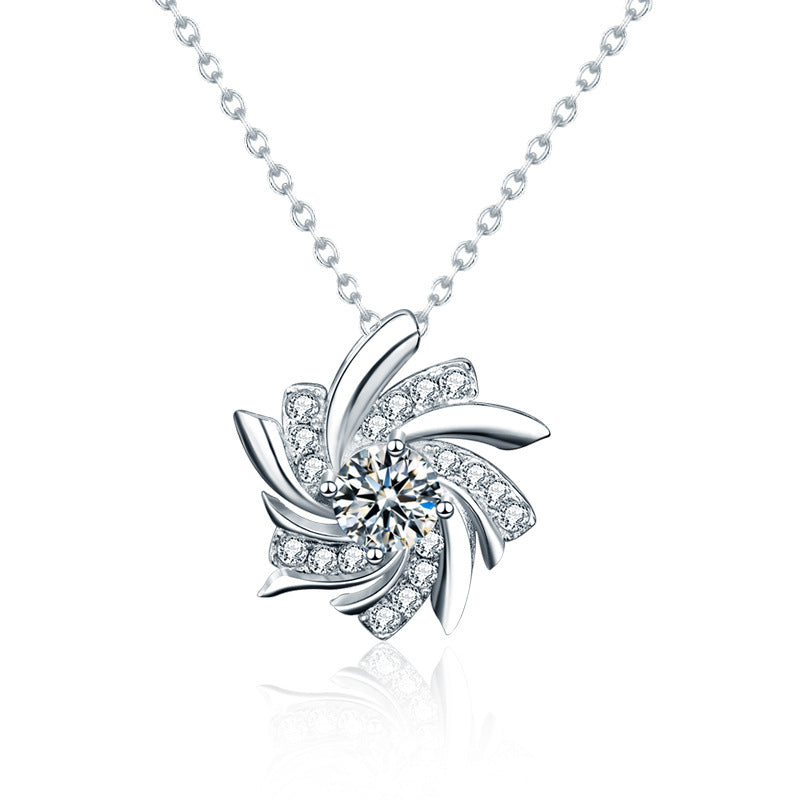Sweet Solid Color Sterling Silver Moissanite Pendant Necklace - Elegant & Sparkling(SKU:NDIY94)