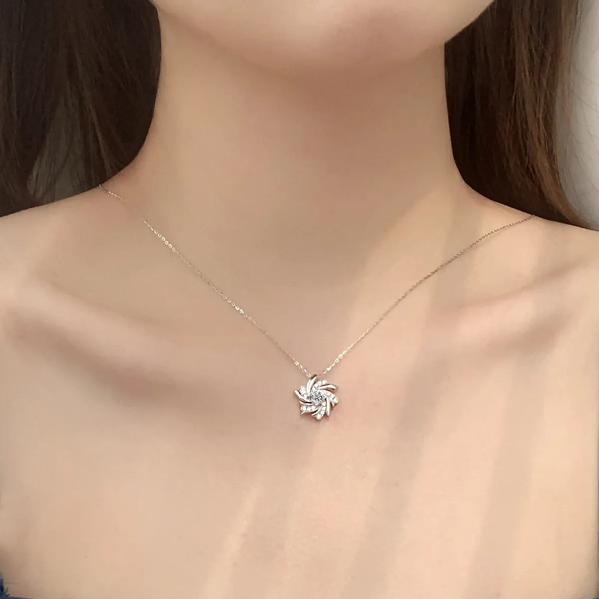 Sweet Solid Color Sterling Silver Moissanite Pendant Necklace - Elegant & Sparkling(SKU:NDIY94)