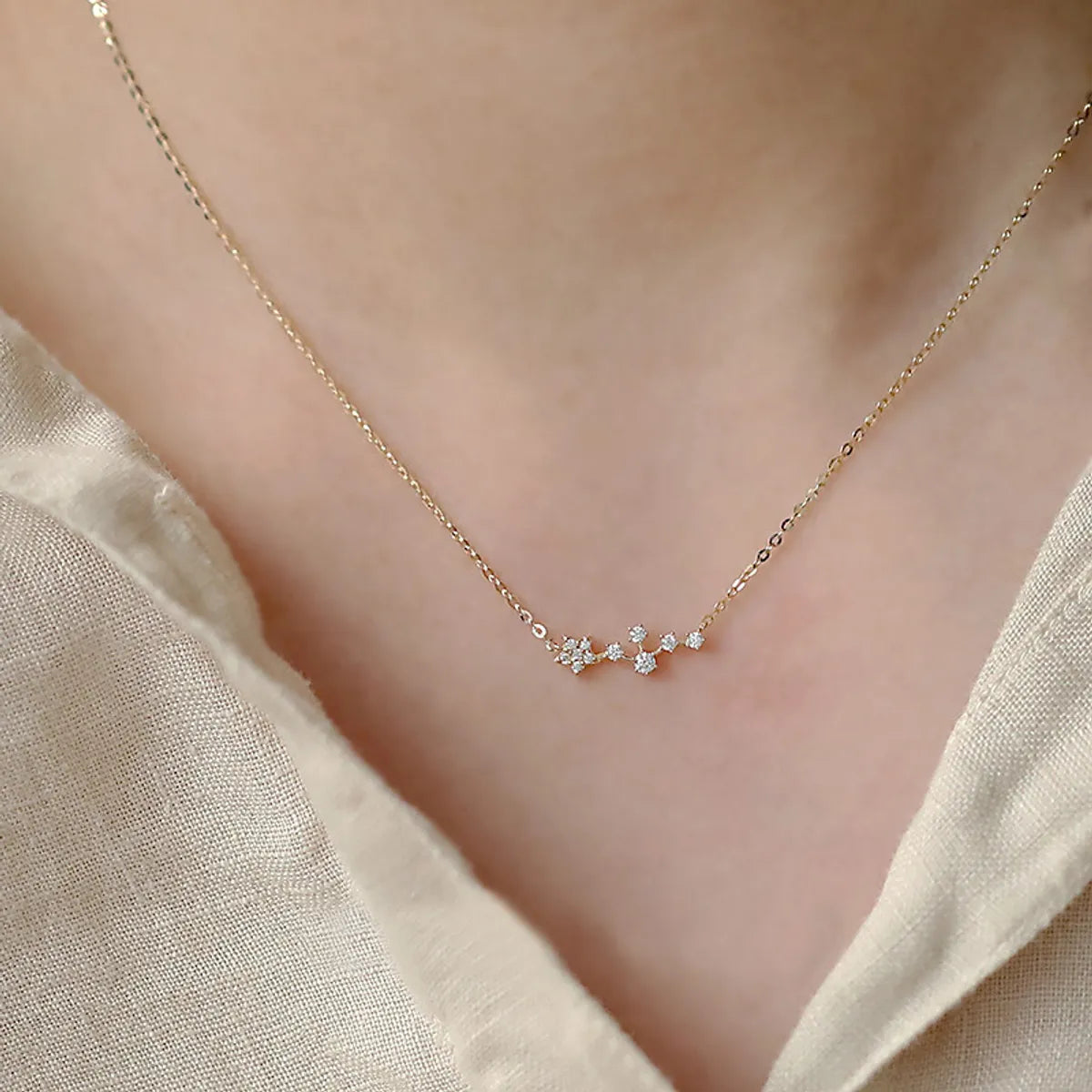 Sterling Silver 14K Gold Plated Simple Style Star Inlay Zircon Necklace – Dazzling Daily Wear Necklace for Women | SKU: NDIY97