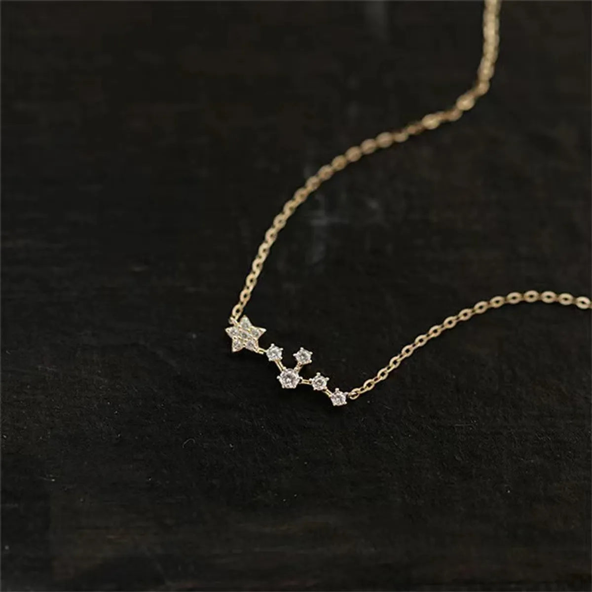 Sterling Silver 14K Gold Plated Simple Style Star Inlay Zircon Necklace – Dazzling Daily Wear Necklace for Women | SKU: NDIY97