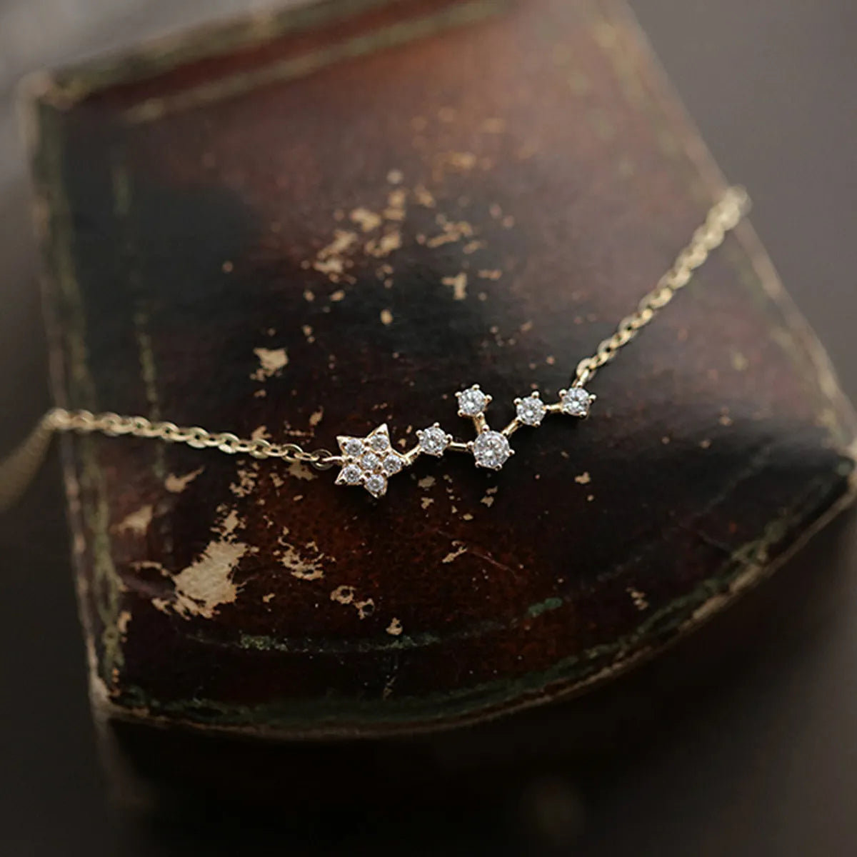 Sterling Silver 14K Gold Plated Simple Style Star Inlay Zircon Necklace – Dazzling Daily Wear Necklace for Women | SKU: NDIY97