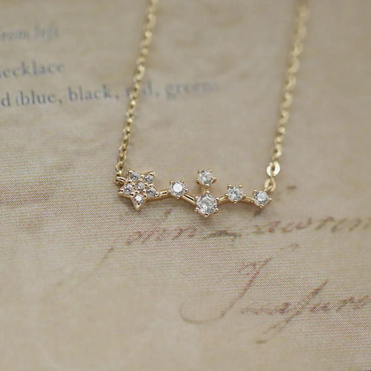 Sterling Silver 14K Gold Plated Simple Style Star Inlay Zircon Necklace – Dazzling Daily Wear Necklace for Women | SKU: NDIY97