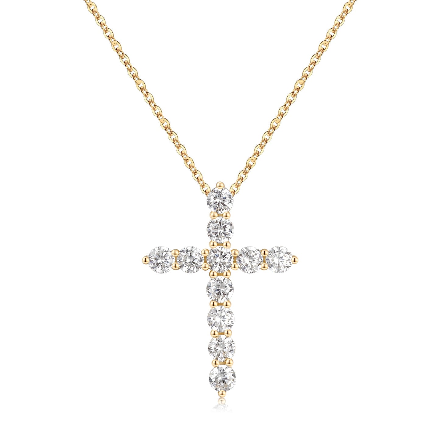 Simple Style Cross Sterling Silver Pendant Necklace with Zircon – 14k Gold Plated, Rose Gold Plated, & Silver Plated (SKU:NDIY99)