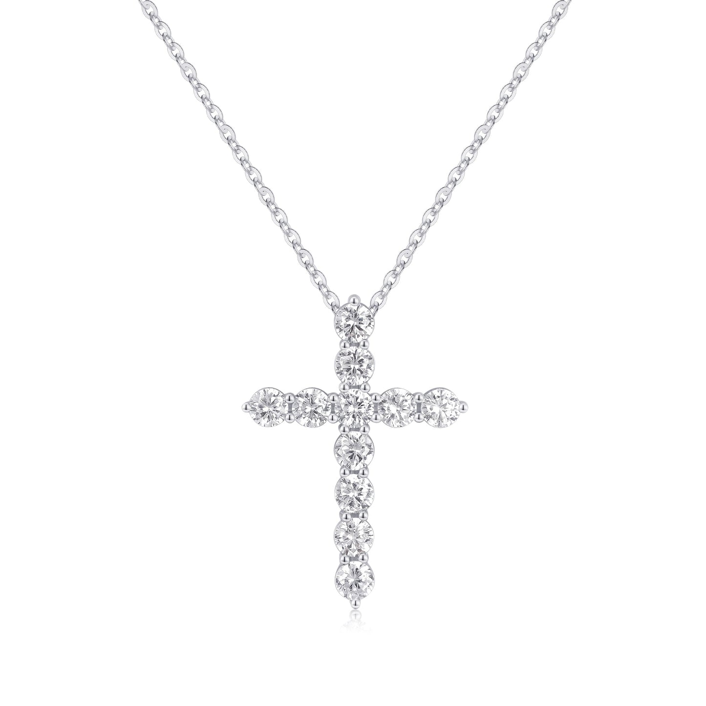 Simple Style Cross Sterling Silver Pendant Necklace with Zircon – 14k Gold Plated, Rose Gold Plated, & Silver Plated (SKU:NDIY99)