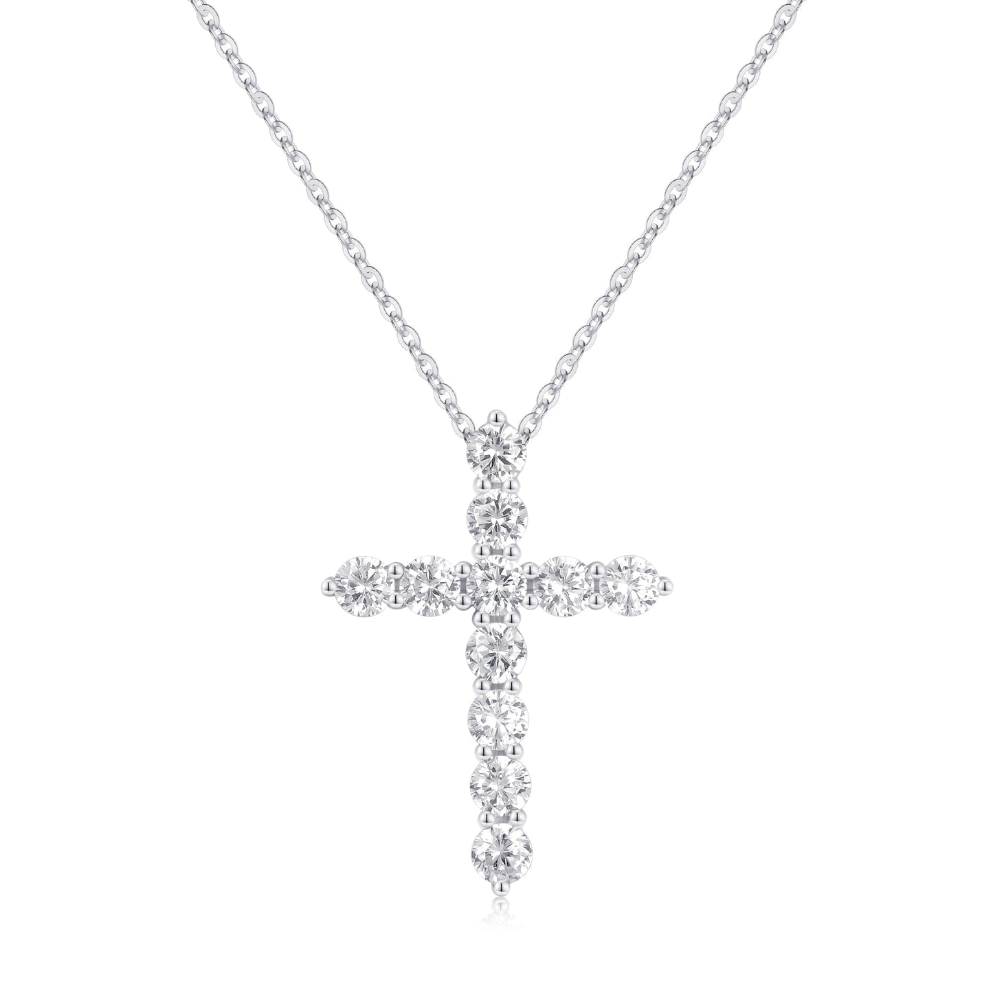 Simple Style Cross Sterling Silver Pendant Necklace with Zircon – 14k Gold Plated, Rose Gold Plated, & Silver Plated (SKU:NDIY99)