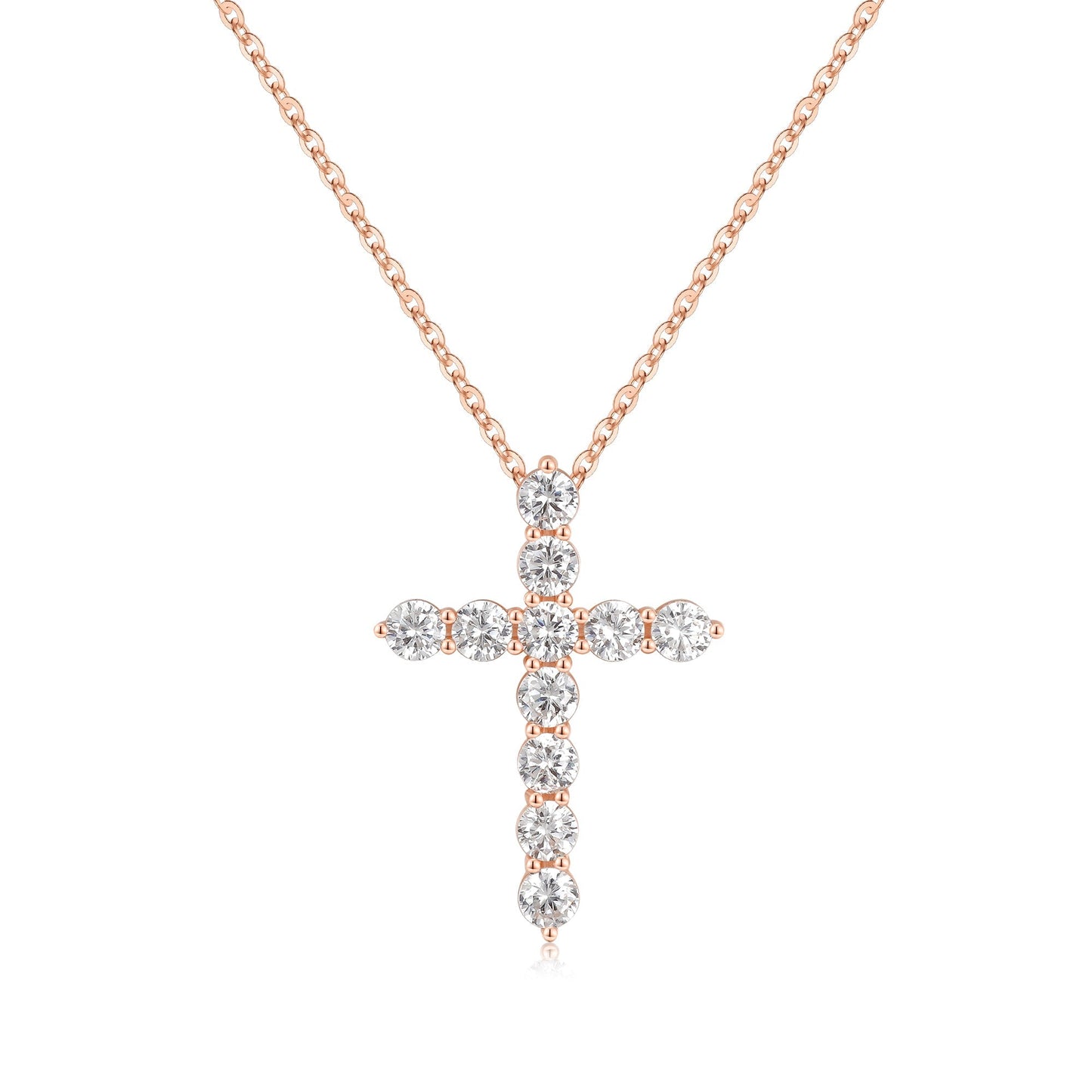 Simple Style Cross Sterling Silver Pendant Necklace with Zircon – 14k Gold Plated, Rose Gold Plated, & Silver Plated (SKU:NDIY99)