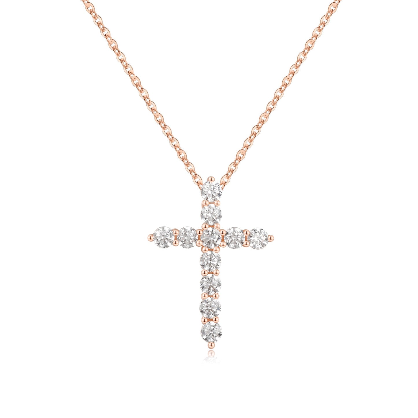 Simple Style Cross Sterling Silver Pendant Necklace with Zircon – 14k Gold Plated, Rose Gold Plated, & Silver Plated (SKU:NDIY99)