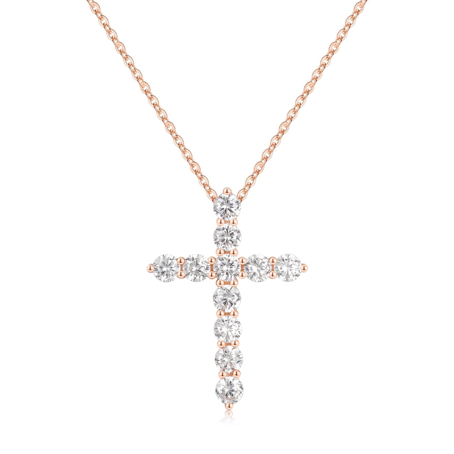 Simple Style Cross Sterling Silver Pendant Necklace with Zircon – 14k Gold Plated, Rose Gold Plated, & Silver Plated (SKU:NDIY99)