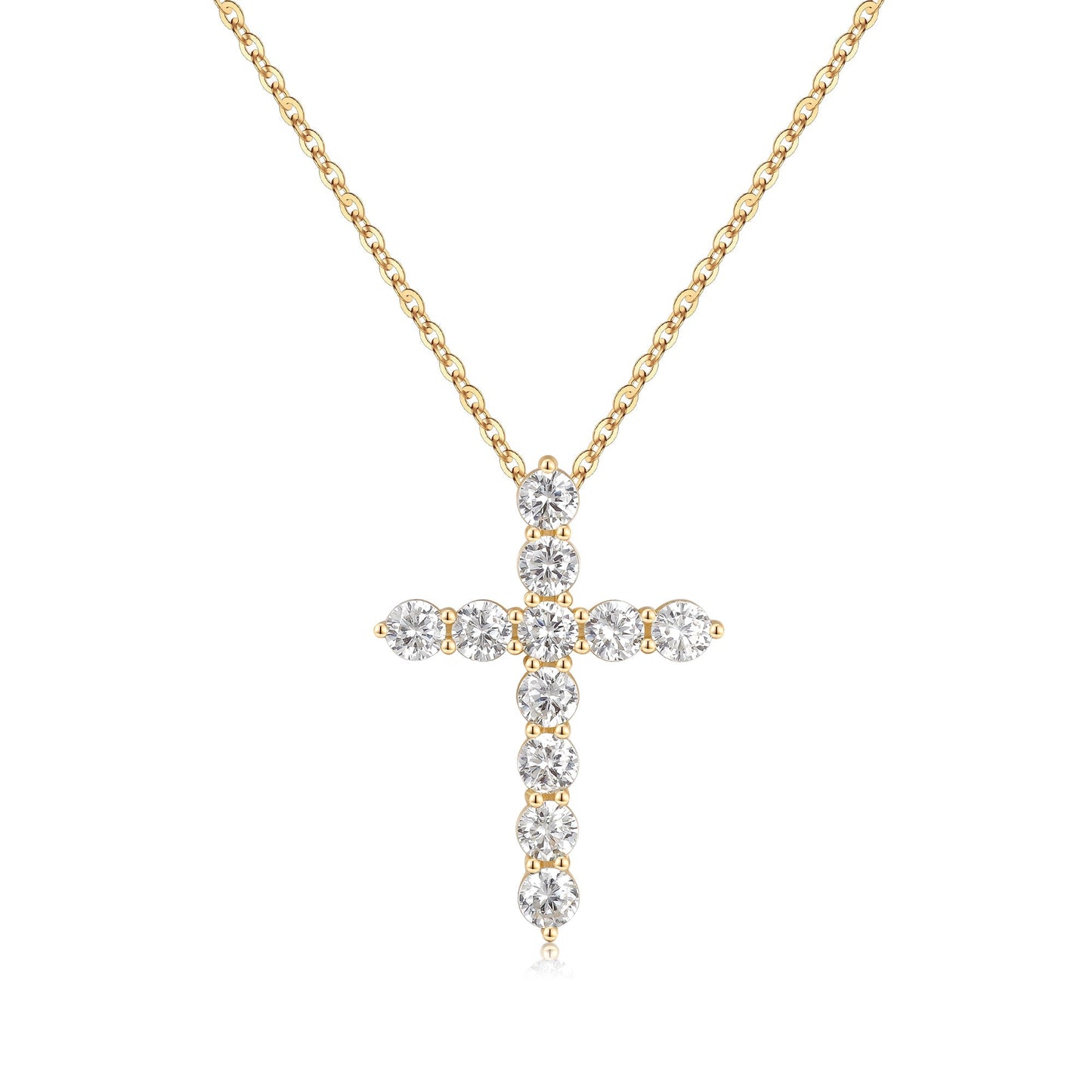 Simple Style Cross Sterling Silver Pendant Necklace with Zircon – 14k Gold Plated, Rose Gold Plated, & Silver Plated (SKU:NDIY99)