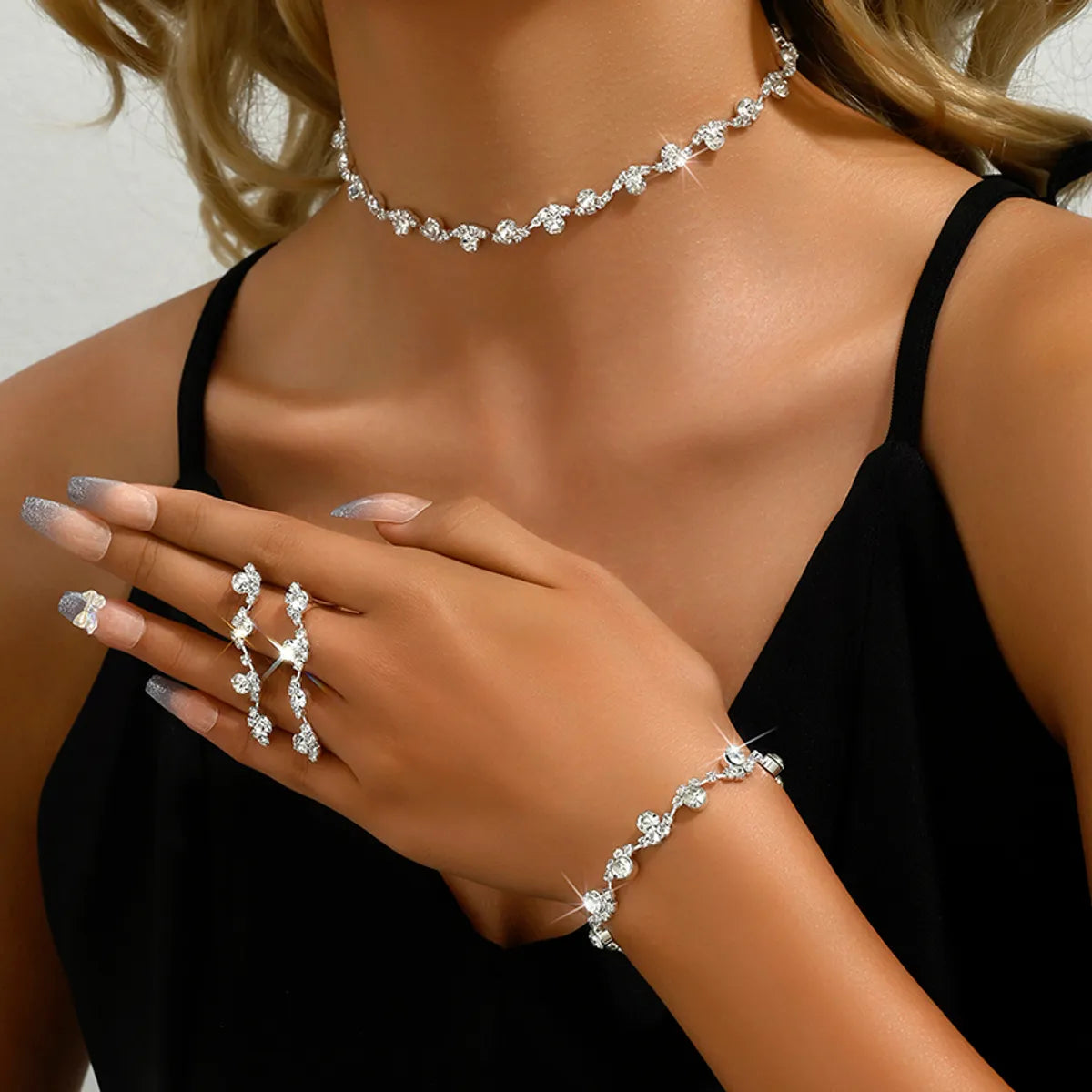 Simple & Classic Rhinestone Geometric Jewelry Set – Ferroalloy & Rhinestones