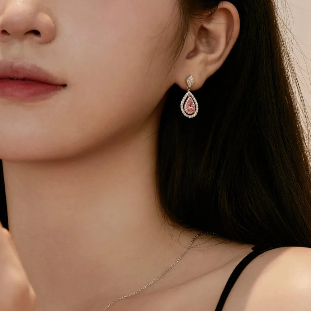 Simple Style Water Droplet Sterling Silver Inlay Zircon Jewelry Set for Women