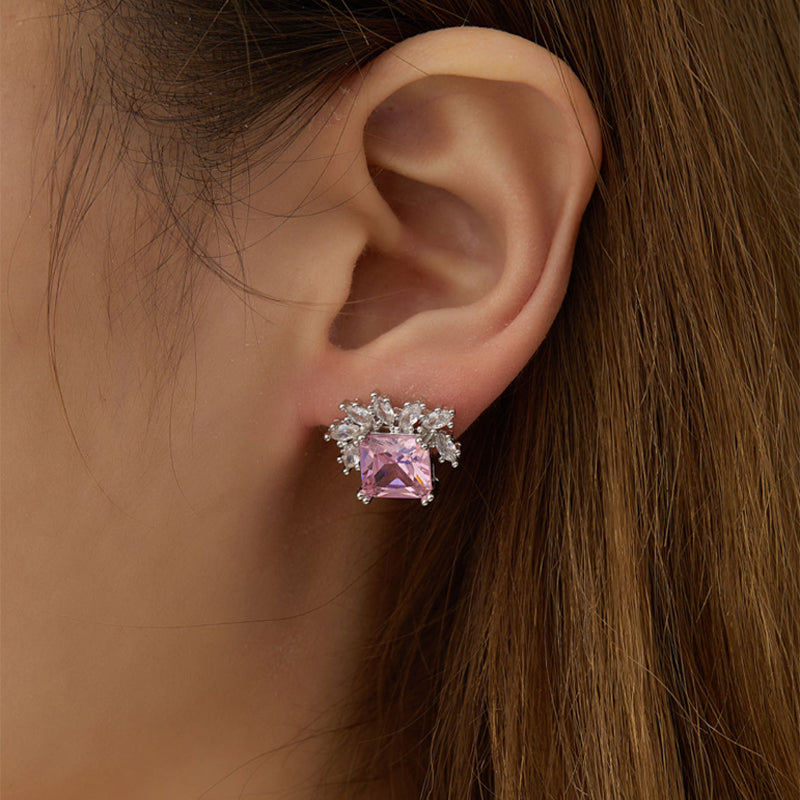 Casual Punk Square Water Droplets Zircon Inlay 18K Gold Plated Jewelry Set