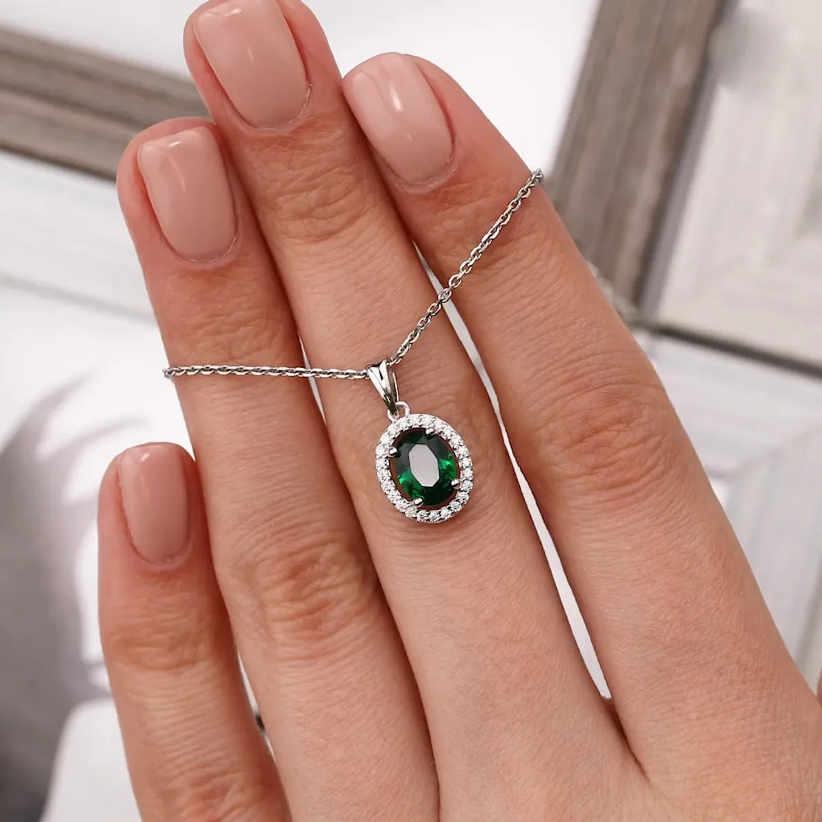 Elegant Geometric Round Oval Sterling Silver Earrings & Necklace Set | White Gold Plated | Glass Inlay Jewelry Set