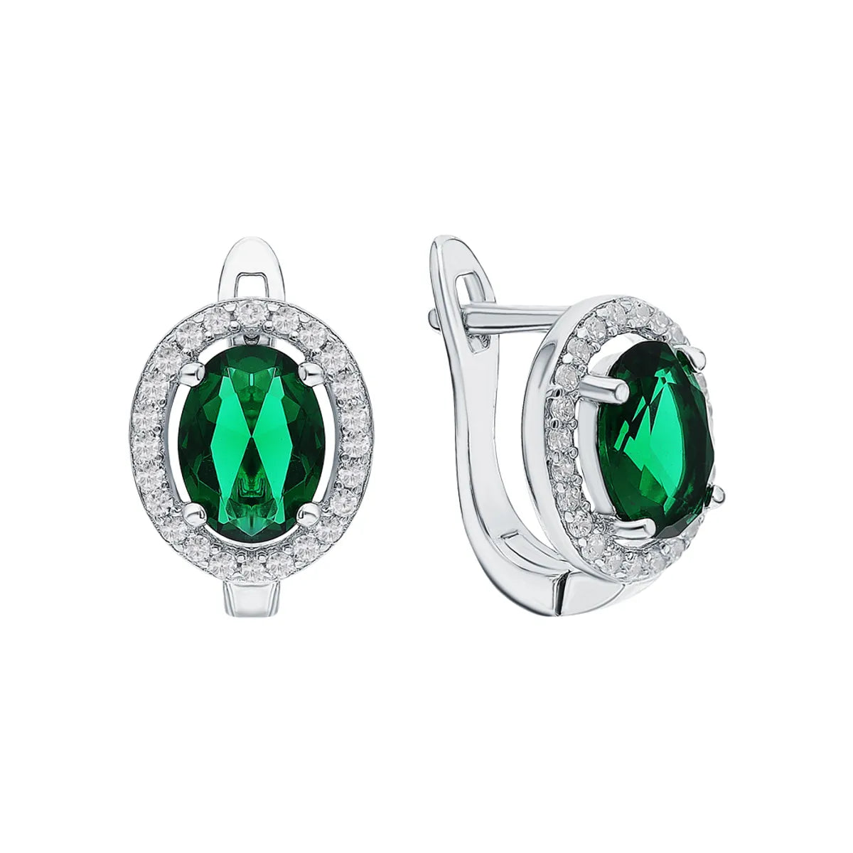 Elegant Geometric Round Oval Sterling Silver Earrings & Necklace Set | White Gold Plated | Glass Inlay Jewelry Set