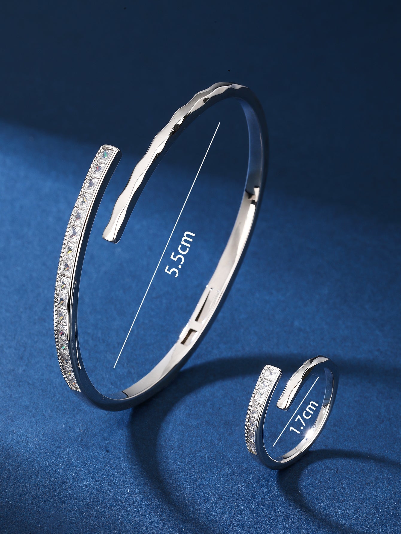 Elegant Silver Jewelry Set with Zircon Inlay – White Gold Plated Copper Set