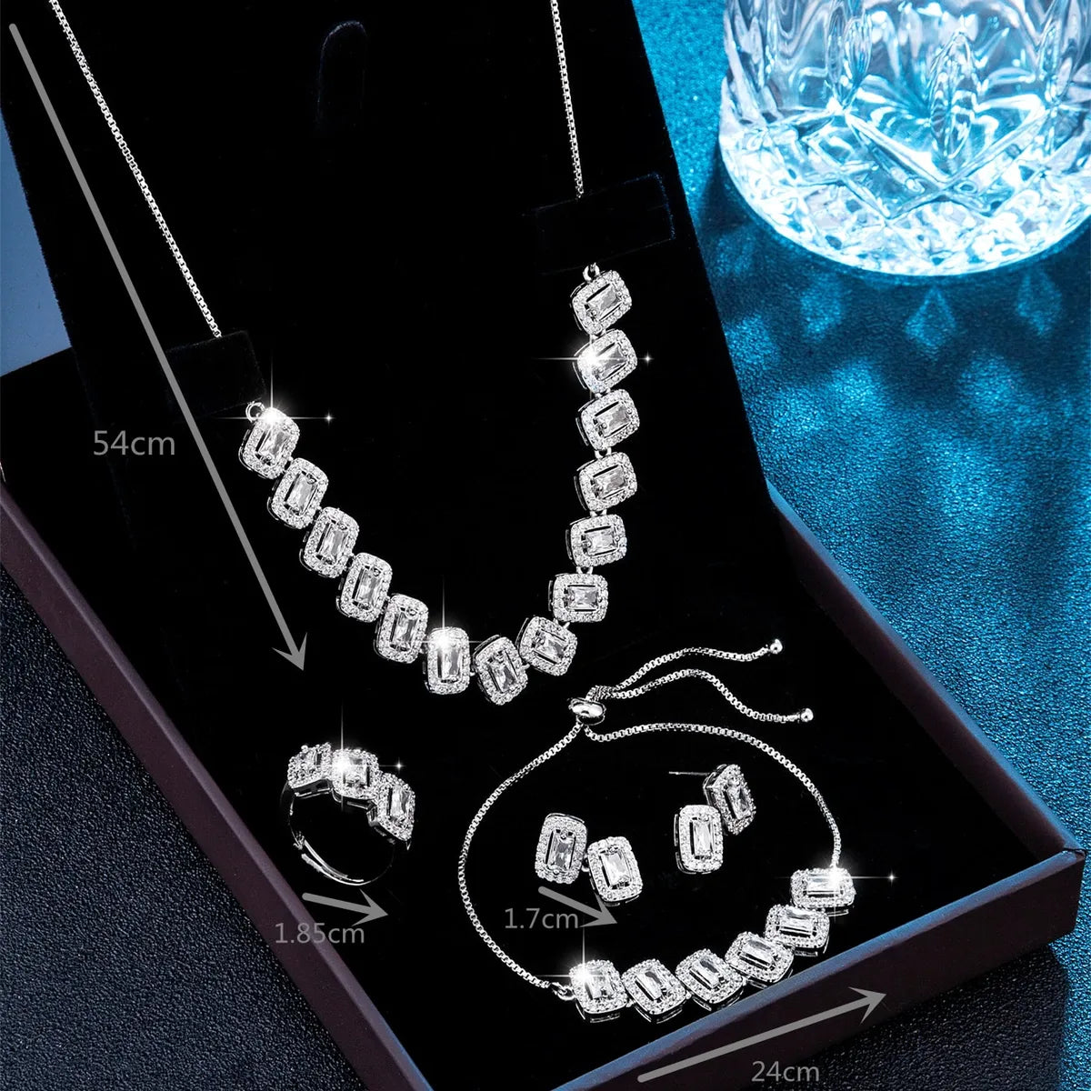 Glam Luxurious Maple Leaf Snowflake White Gold Plated Zircon Jewelry Set – 5 Pieces SETDIY46