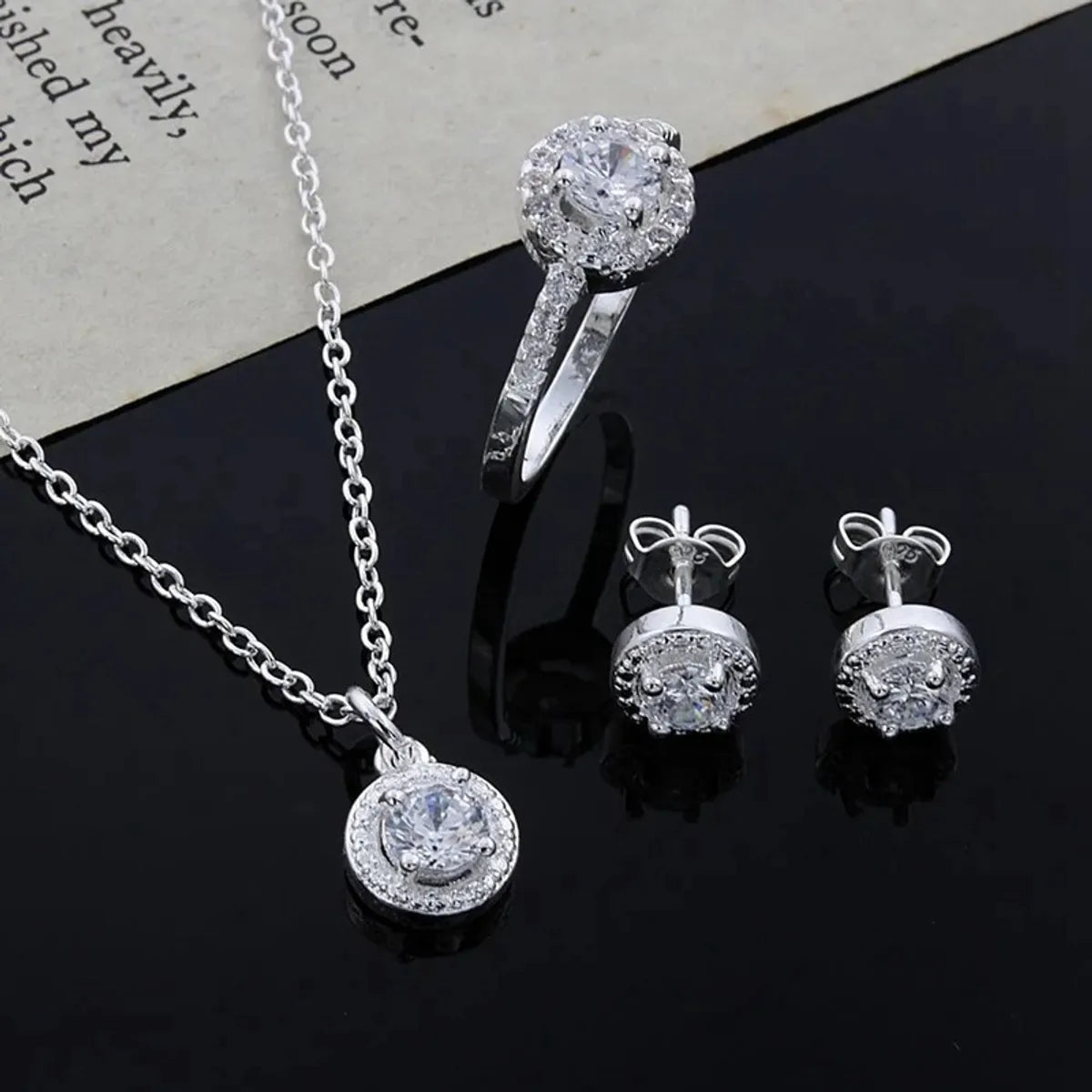 Fairy Style Copper Inlay Zircon Jewelry Set - Elegant & Shiny Design