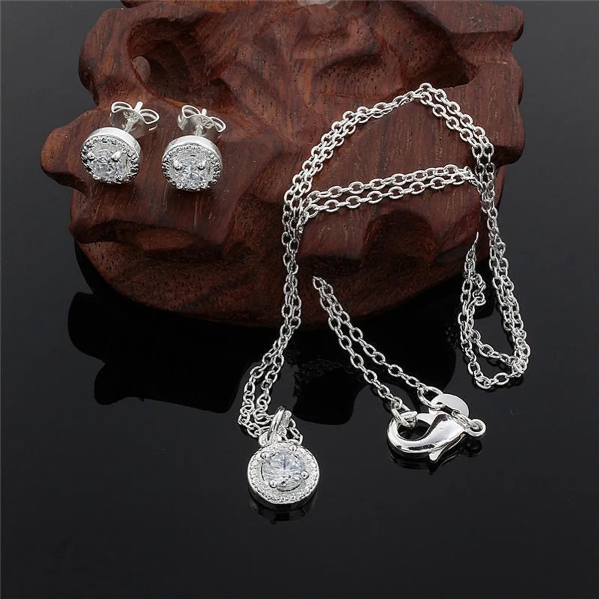 Fairy Style Copper Inlay Zircon Jewelry Set - Elegant & Shiny Design