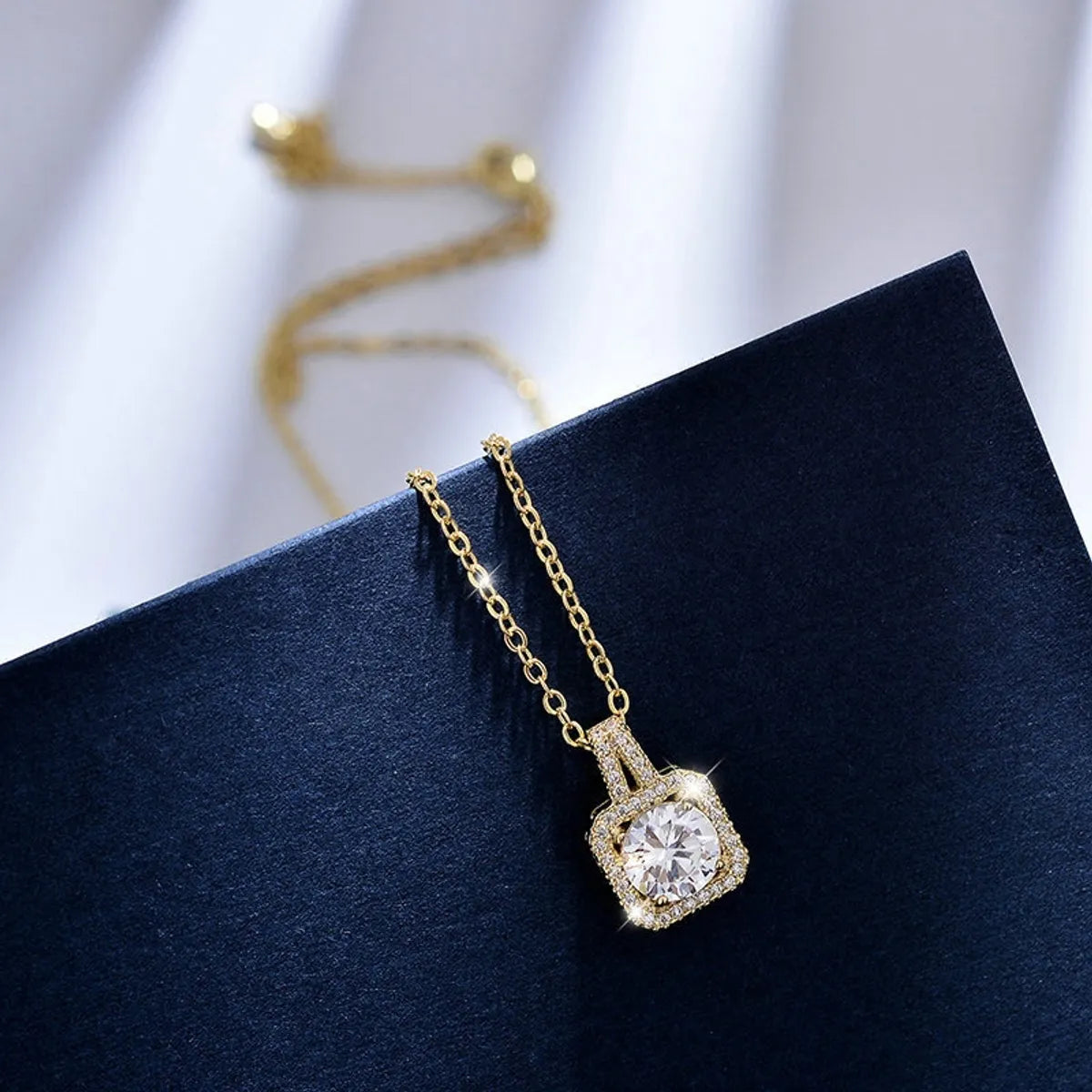 Elegant Square Titanium Steel Zircon Earrings & Necklace Set – Women's Jewelry