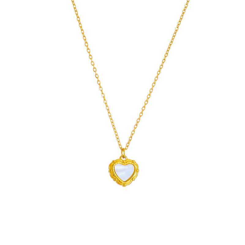 Elegant Heart Shell Earrings & Necklace Set – Titanium Steel Gold-Plated