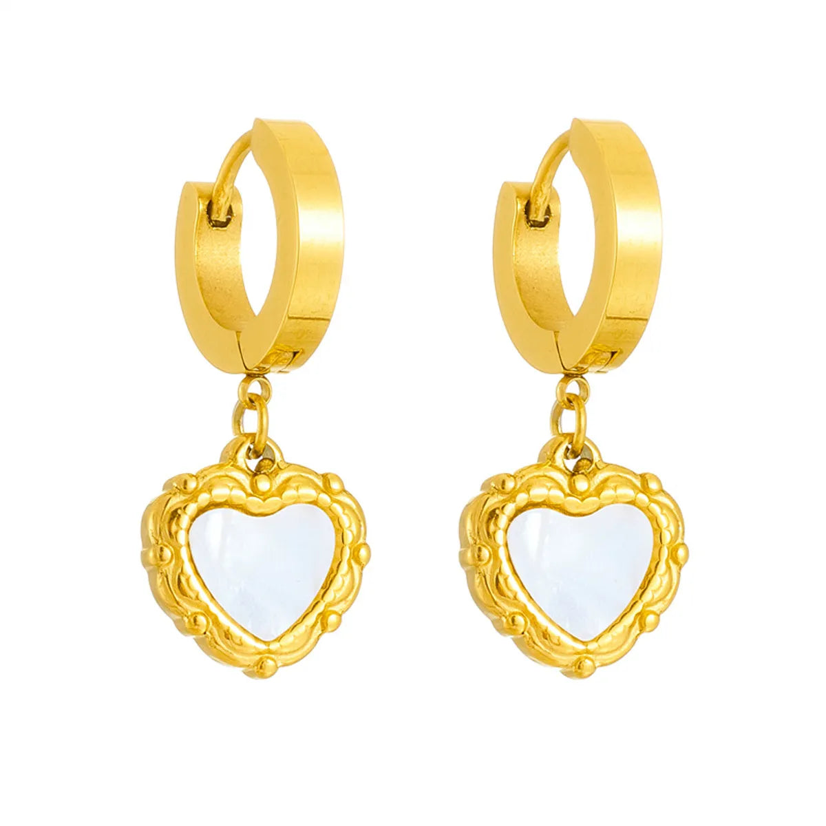 Elegant Heart Shell Earrings & Necklace Set – Titanium Steel Gold-Plated