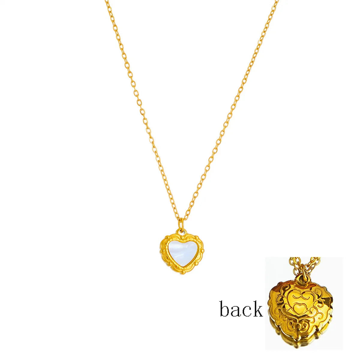 Elegant Heart Shell Earrings & Necklace Set – Titanium Steel Gold-Plated