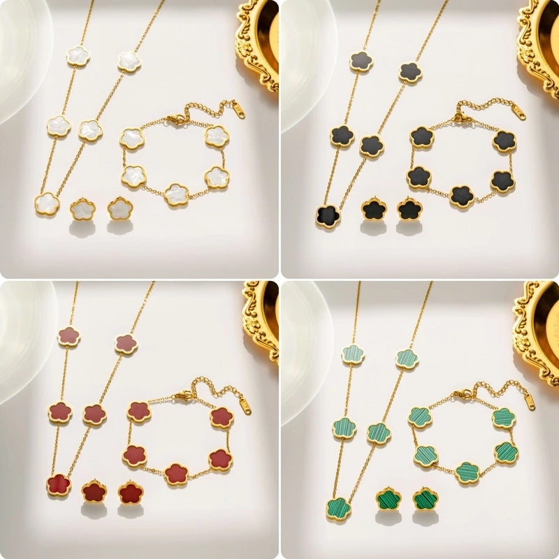 Elegant Flower Shell Jewelry Set – Titanium Steel Gold Plated – Dariya Jewelry