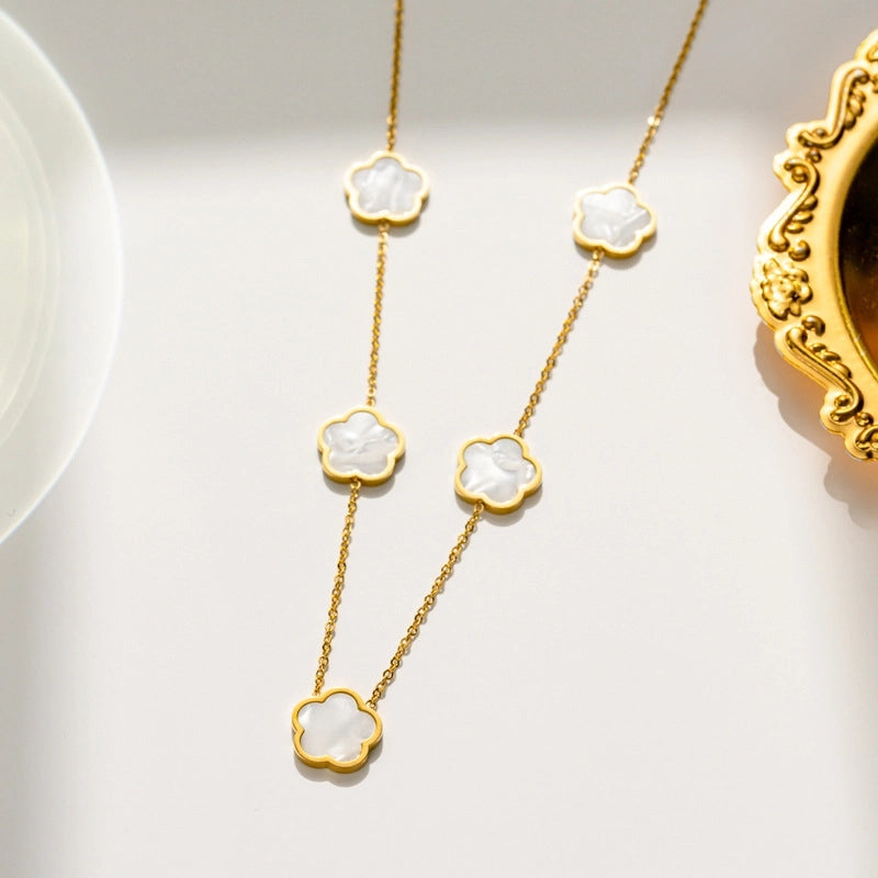 Elegant Flower Shell Jewelry Set – Titanium Steel Gold Plated – Dariya Jewelry