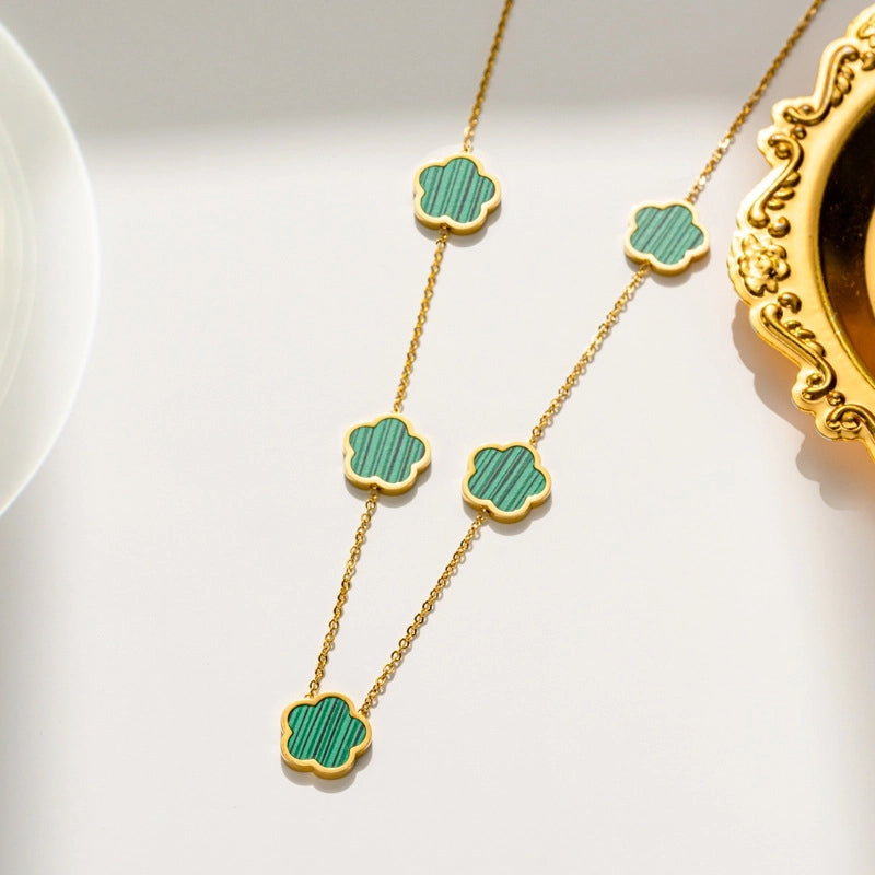 Elegant Flower Shell Jewelry Set – Titanium Steel Gold Plated – Dariya Jewelry