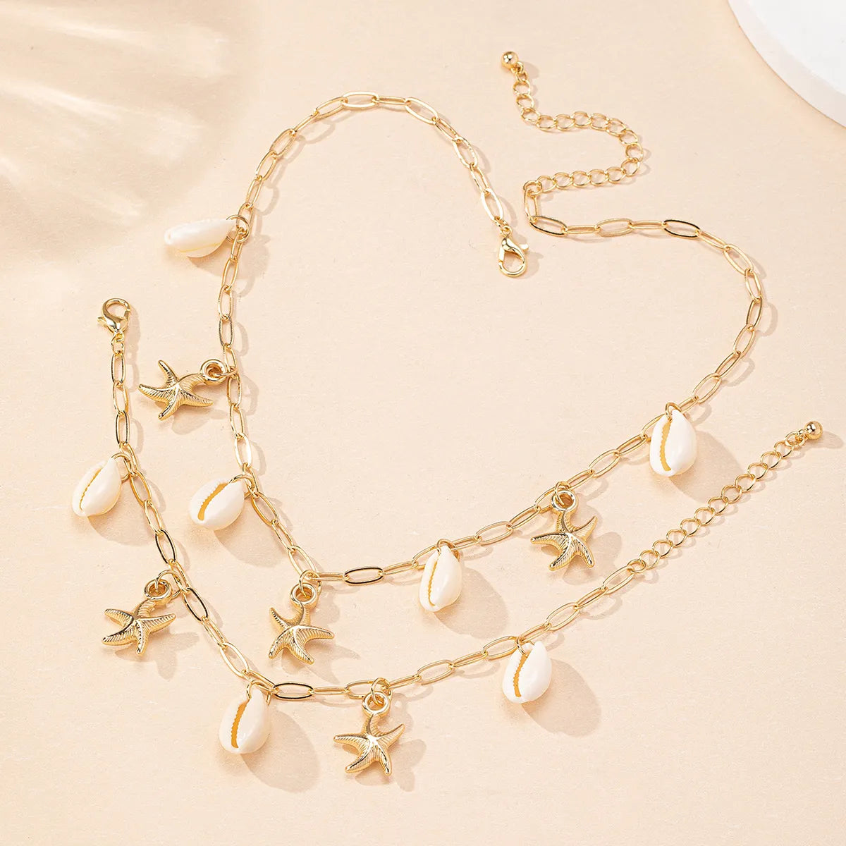 Beach Shell & Starfish Charm Jewelry Set – Zinc Alloy & Natural Shells | Dariya Jewelry
