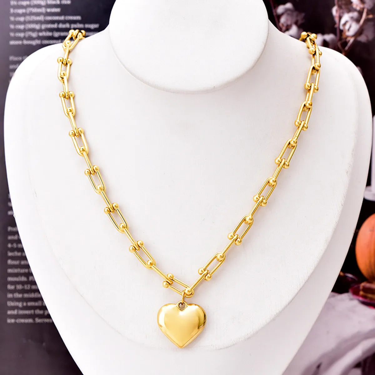 Gold-Plated Heart & Lock Charm Jewelry Set for Women – Titanium Steel (SKU: SETDIY68)